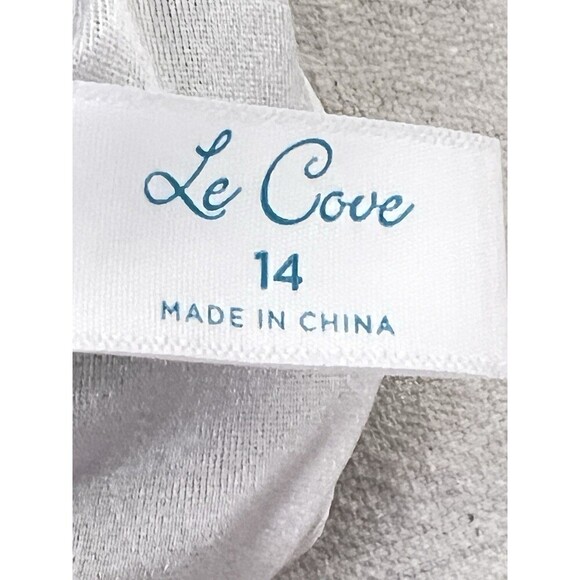 Le Cove Swimdress Women’s Size 14 Teal Ikat Removable Straps - Picture 8 of 11